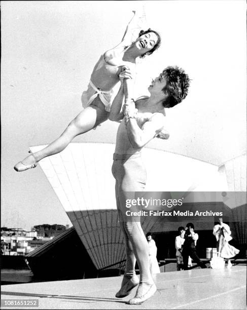 Francoise Philipbert and Neil Grigg pictured on the steps of the Opera House during rehearsals for the Ballet, Signatures.Members of The Dance...