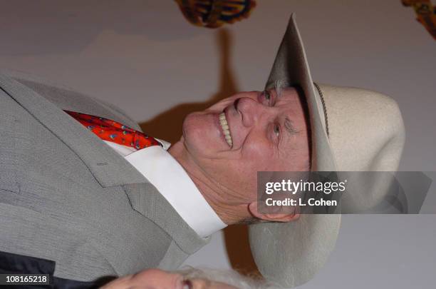 Larry Hagman during Warner Bros. Television and Warner Home Video Celebrate 50 Years of Quality TV - Red Carpet at Warner Bros. Lot, Stage 6 in...