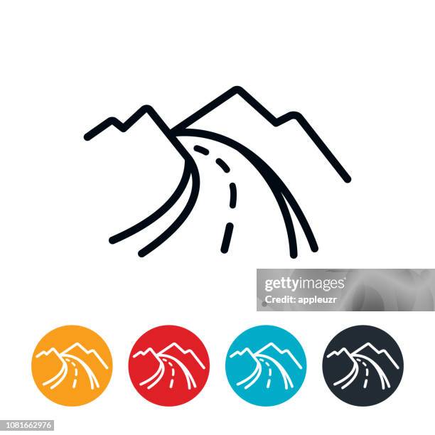 mountain road icon - country road vector stock illustrations