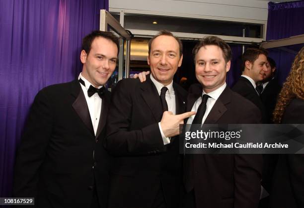 Kevin Spacey and guests during 2005 InStyle/Warner Bros. Golden Globes Party - Inside at The Palm Court at the Beverly Hilton in Beverly Hills,...
