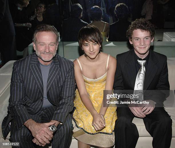 Robin Williams, Zelda Williams and Anton Yelchin during House Of D - New York Premiere - After Party at Aer at Aer in New York City, New York, United...