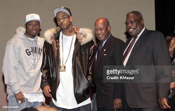 Cent and The Game during 50 Cent and The Game Press Conference at Schomburg Center for Research in Black Culture in New York City, New York, United...