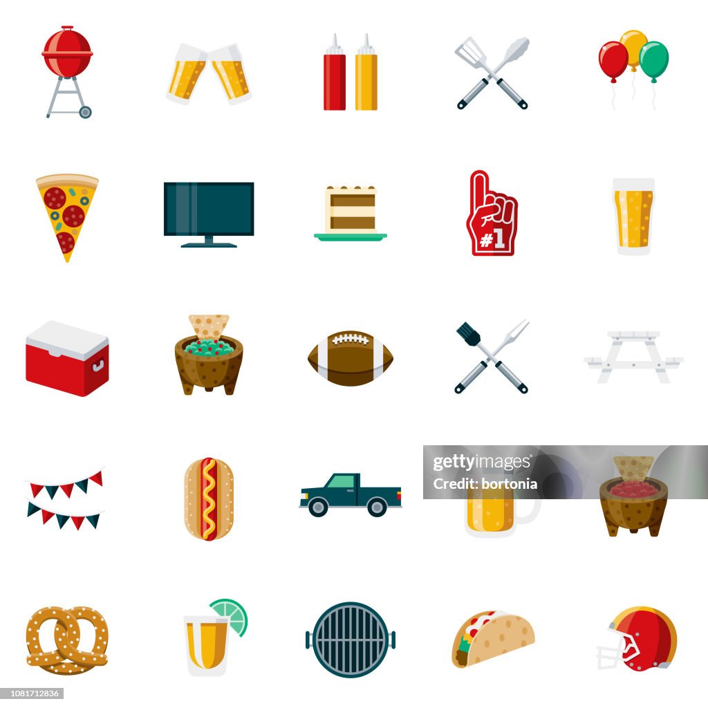 Football Flat Design Icon Set