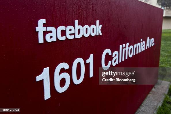 Facebook Factory Sign Signage sits on display outside the headquarters building of Facebook ...