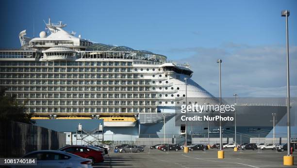 January 12, 2019 - Port Canaveral, Florida, United States - Royal Caribbean International's 'Oasis of the Seas' cruise ship is seen at Port...