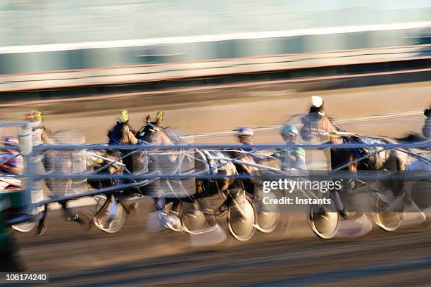 motion blur von trabrennen - harness racing stock-fotos und bilder