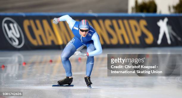 Havard Boekko of Norway skates during the men 500 meter allround race during Day 2 of the ISU European Speed Skating Championships at Ritten Arena on...