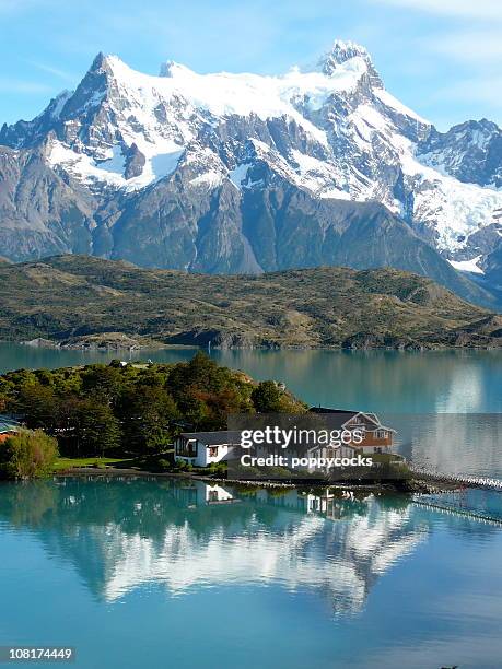 torres del paine lake pehoe - chile torres del paine stock pictures, royalty-free photos & images