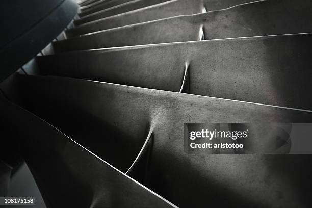 close-up of turbine fan blades - turbine engine stock pictures, royalty-free photos & images