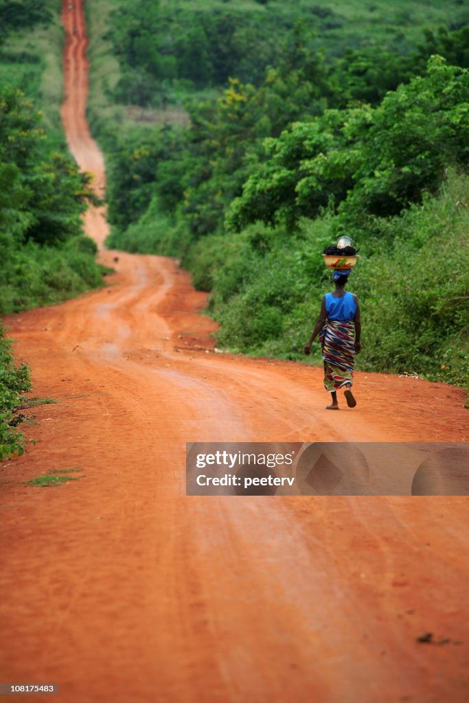 African woman on the road