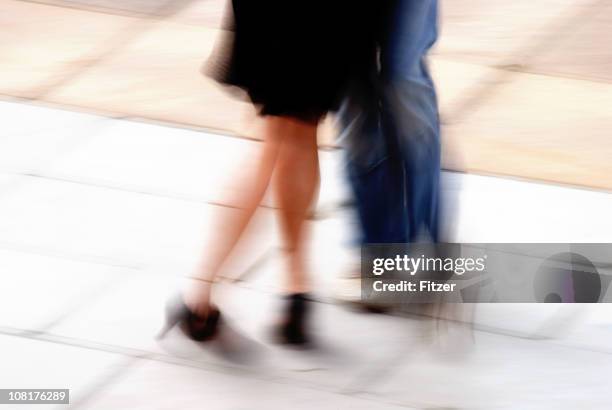 motion blur of people's feet dancing in streets - slow dancing stock pictures, royalty-free photos & images