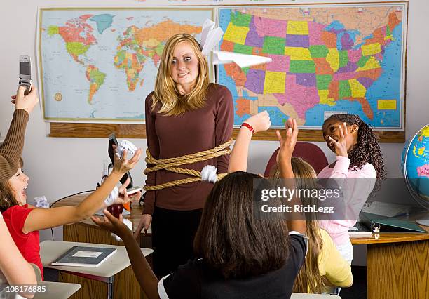 classroom series - naughty in class stock pictures, royalty-free photos & images