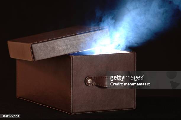 secret in a box - spooky smoke stock pictures, royalty-free photos & images