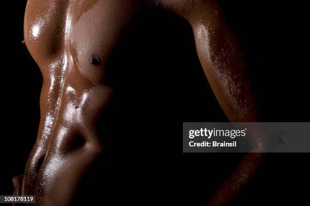 portrait of man muscular torso, low key - male torso stock pictures, royalty-free photos & images