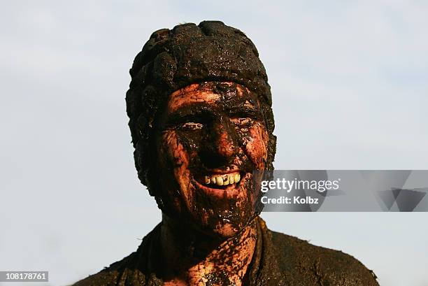 muddy rugby player - headwear stock pictures, royalty-free photos & images