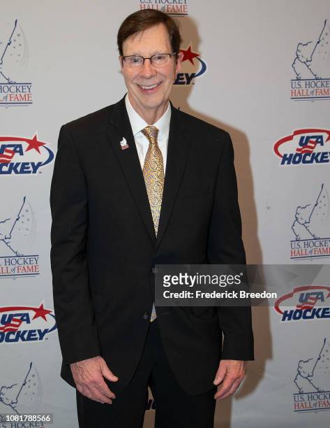 David Poile poses for a photo at the U.S. Hockey Hall Of Fame Induction on December 12, 2018 in Nashville, Tennessee.