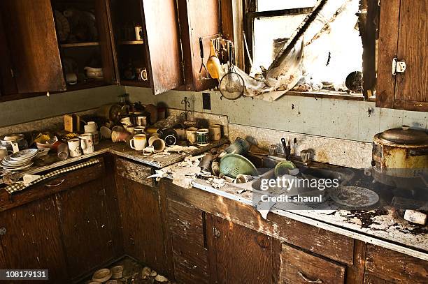 grunge kitchen - messy room stock pictures, royalty-free photos & images