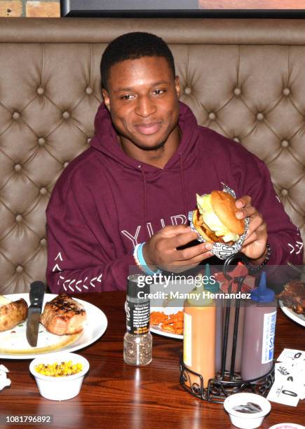 Miami Dolphin's running back Kenyan Drake at the 5-Pound Charity Eating Contest to Benefit The Boys & Girls Club of Broward County at Smokey Bones in...