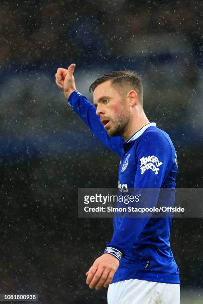 Gylfi Sigurdsson of Everton gives the thumbs-up during the Premier League match between Everton and AFC Bournemouth at Goodison Park on January 13,...