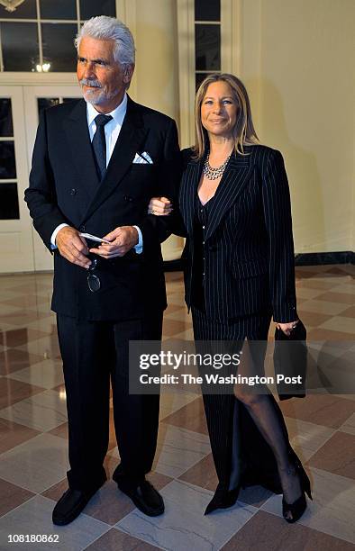 Washington, DC Barbara Streisand, right, and husband James Brolin arrive before President Obama hosts Chinese President Hu Jintao at a State Dinner...
