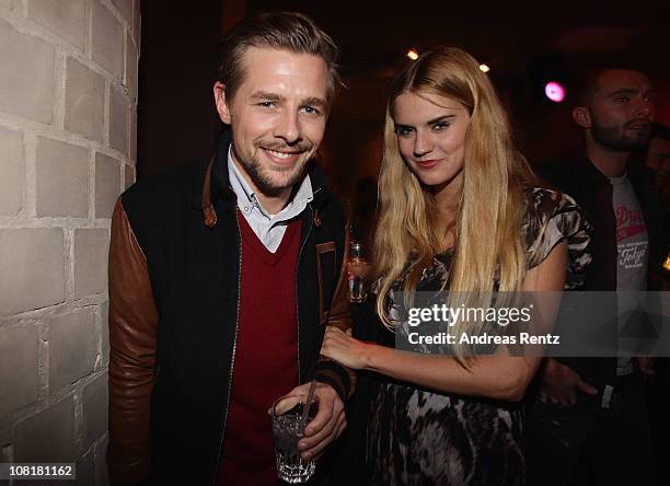 Klaas Heufer-Umlauf and partner attend the G-Star aftershow party during the Bread&Butter Berlin tradeshow Autumn/Winter 2011 at Club Asphalt at...