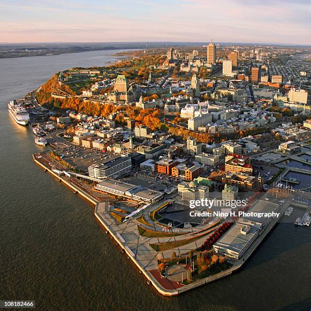 fall sunrise over quebec city - quebec aerial stock pictures, royalty-free photos & images