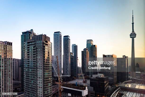 cityscape of the financial district in toronto - toronto condo stock pictures, royalty-free photos & images