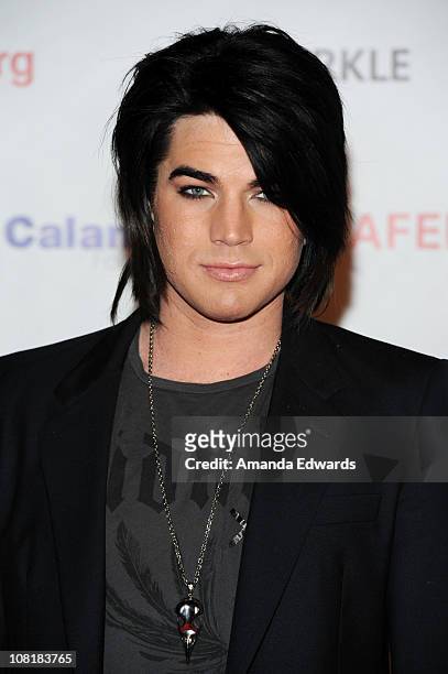 Recording artist Adam Lambert arrives at Elton John's private benefit concert for the American Foundation for Equal Rights on January 19, 2011 in Los...