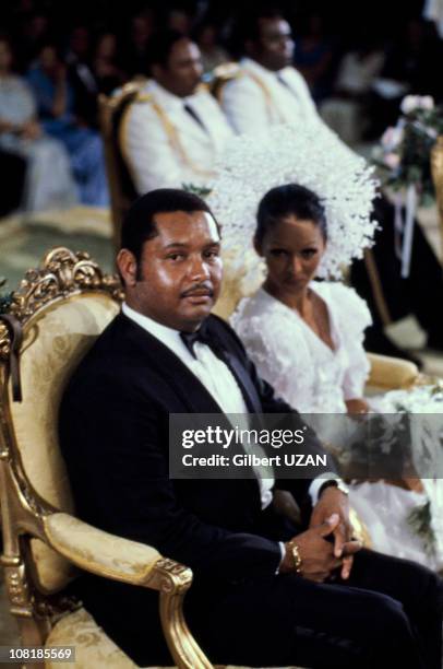 Haitian President of Jean-Claude Duvalier and Michele Bennet during their wedding on May 25, 1980 in Haiti.