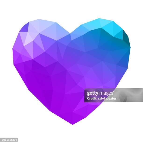 herz-form-symbol - low-poly modelling - low poly modelling stock-grafiken, -clipart, -cartoons und -symbole