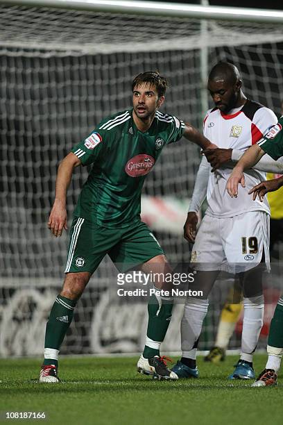 Rory Fallon of Plymouth Argyle in action during the npower League One match between MK Dons and Plymouth Argyle at Stadium mk on January 18, 2011 in...