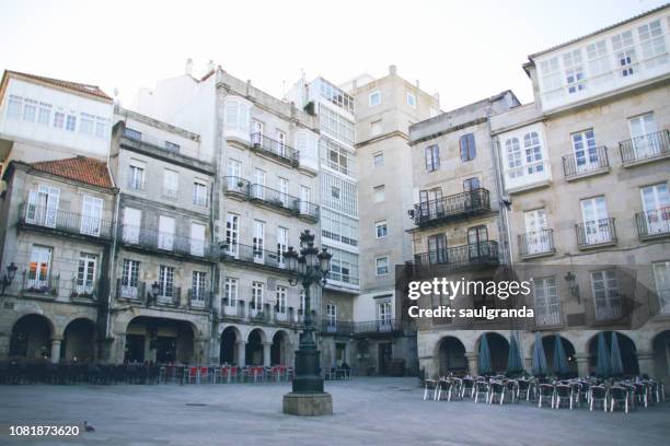 constitution plaza, old town of vigo - vigo fotografías e imágenes de stock