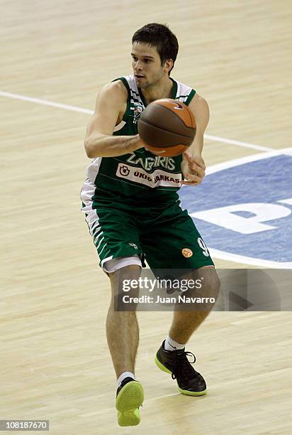 Aleksandar Capin, #6 of Zalgiris Kaunas in action during the 2010-2011 Turkish Airlines Euroleague Top 16 Date 1 game between Power Electronics...