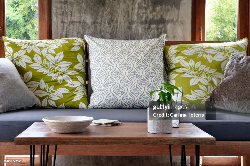 Coffee table in a stylish modern living room