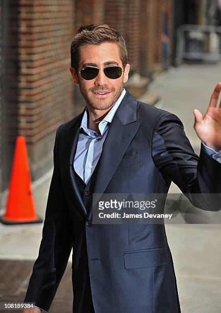 Jake Gyllenhaal visits "Late Show With David Letterman" at the Ed Sullivan Theater on May 24, 2010 in New York City.