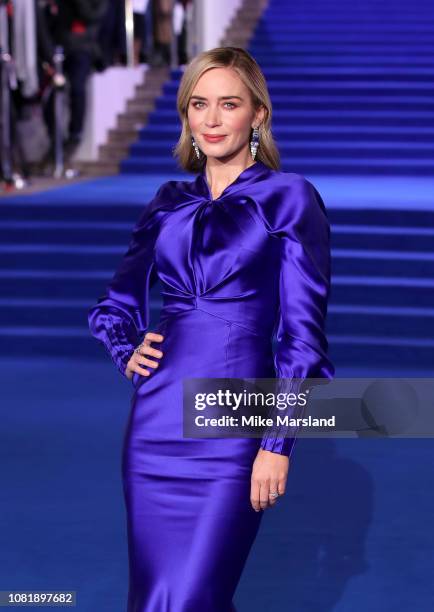 Emily Blunt attends the European Premiere of "Mary Poppins Returns" at Royal Albert Hall on December 12, 2018 in London, England.