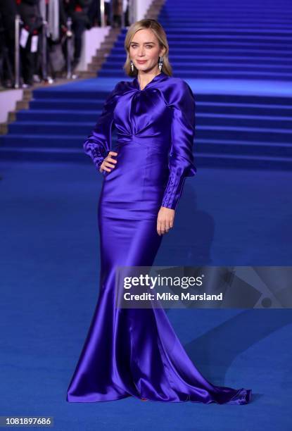 Emily Blunt attends the European Premiere of "Mary Poppins Returns" at Royal Albert Hall on December 12, 2018 in London, England.