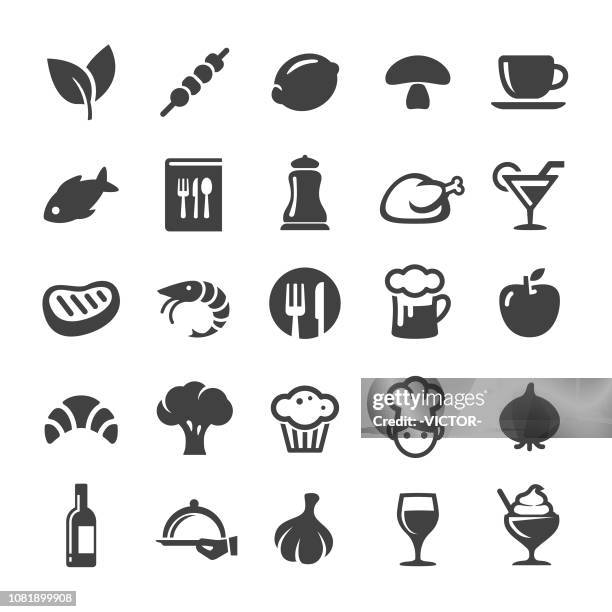 dining icons - smart series - steak plate stock illustrations