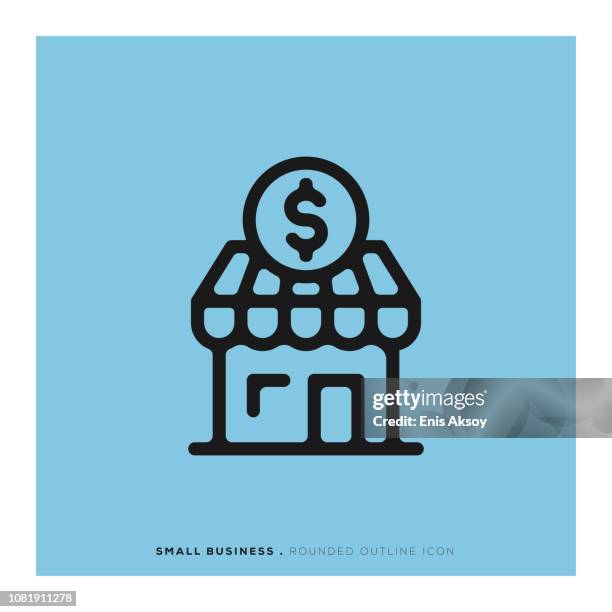 small business rounded line icon - cafe interior stock illustrations