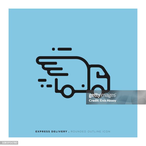 express-lieferung abgerundete liniensymbol - business car stock-grafiken, -clipart, -cartoons und -symbole