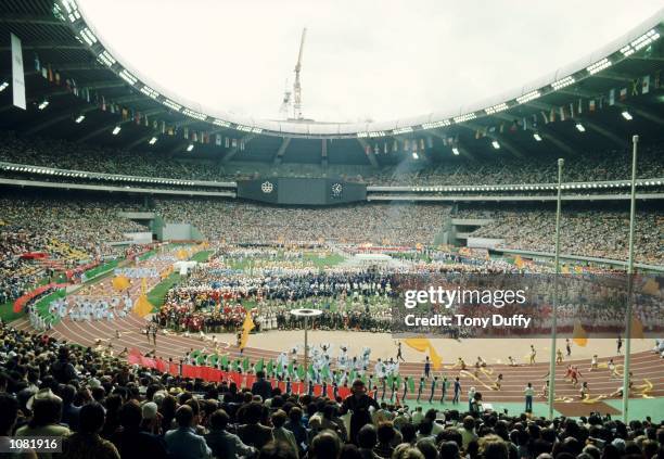 General view of the Opening Ceremony of the Olympic Games at the Olympic Stadium in Montreal, Canada. \ Mandatory Credit: Tony Duffy /Allsport