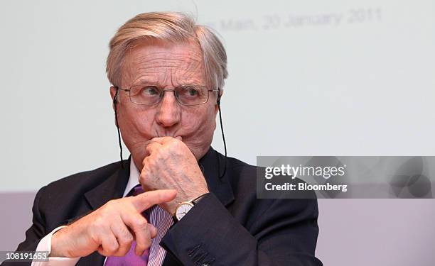 Jean-Claude Trichet, chairman of the European Systemic Risk Board , gestures during a news conference at the inaugural meeting of the European...