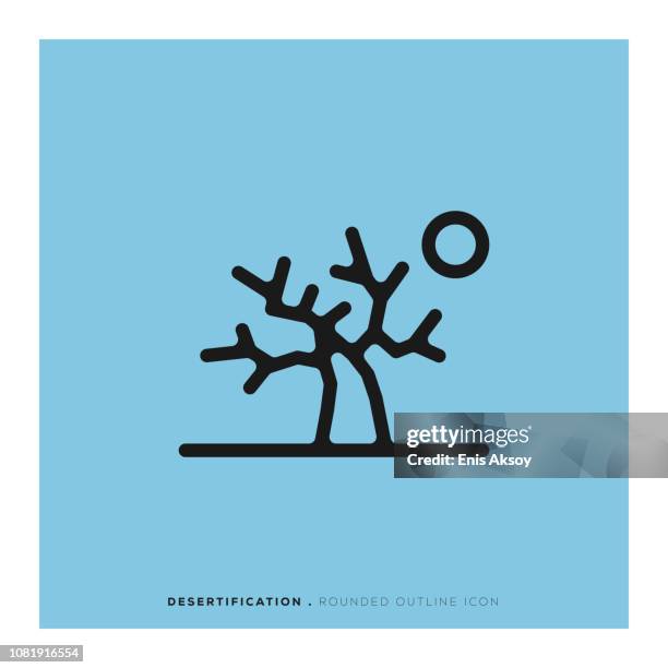 desertification rounded line icon - eroded stock illustrations