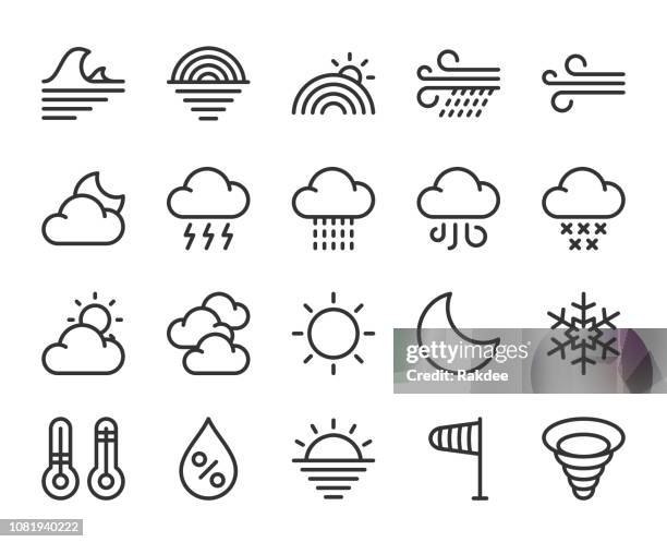 illustrazioni stock, clip art, cartoni animati e icone di tendenza di meteo - icone di linea - rainbow icon