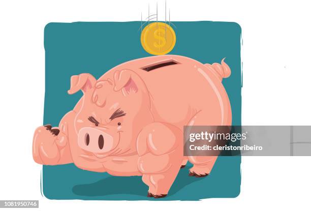 ilustrações, clipart, desenhos animados e ícones de economia forte - piggy bank