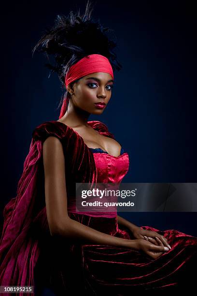 african american young woman posing as beautiful queen - black royalty stock pictures, royalty-free photos & images
