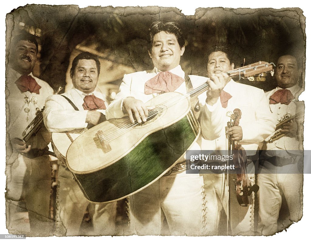 Vintage postal de una banda Mariachi (XXL, trazado de recorte