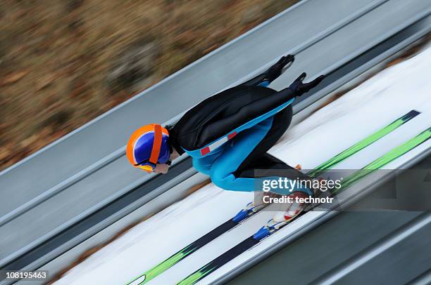 ski jumper - ski jump stock pictures, royalty-free photos & images