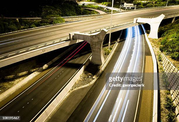 night traffic trails - auckland transport stock pictures, royalty-free photos & images