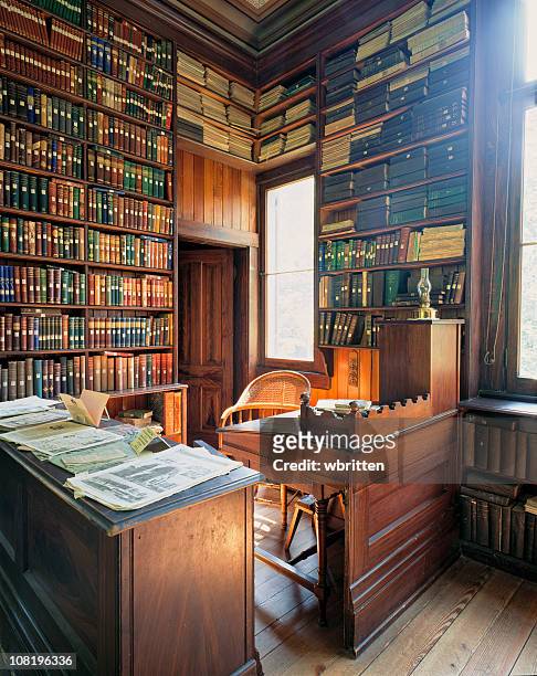 19th century library (xxl) - antique desk stock pictures, royalty-free photos & images